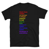 T-shirt Black tee with right side of history print