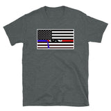 T-shirt grey tee with thin blue nazis print