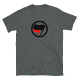 T-shirt Grey Tee with antifa flag print