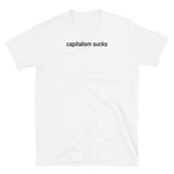 T-shirt White tee with capitalism sucks print