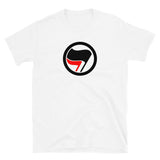 T-shirt White Tee with antifa flag print