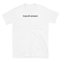 T-shirt White tee with boycott amazon print