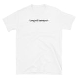 T-shirt White tee with boycott amazon print