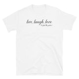 T-shirt white tee with live, laugh, love, and ftp print