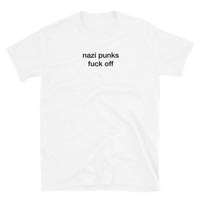 T-shirt white tee with nazi punks fuck off print