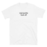 T-shirt white tee with nazi punks fuck off print